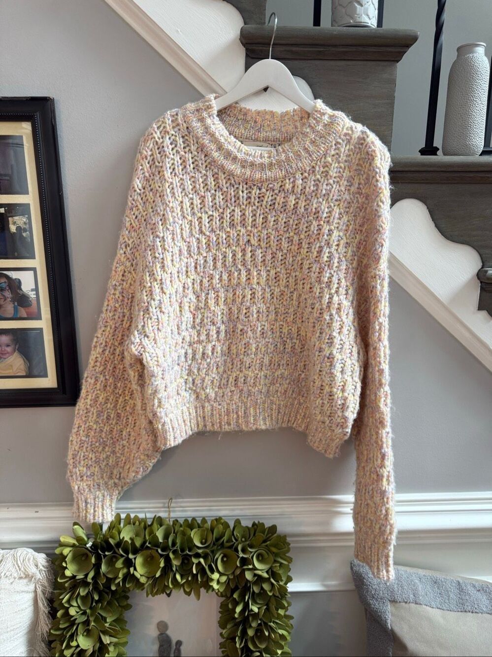 Universal Thread Mixed Pastels Chunky Knit Sweater sz L EUC